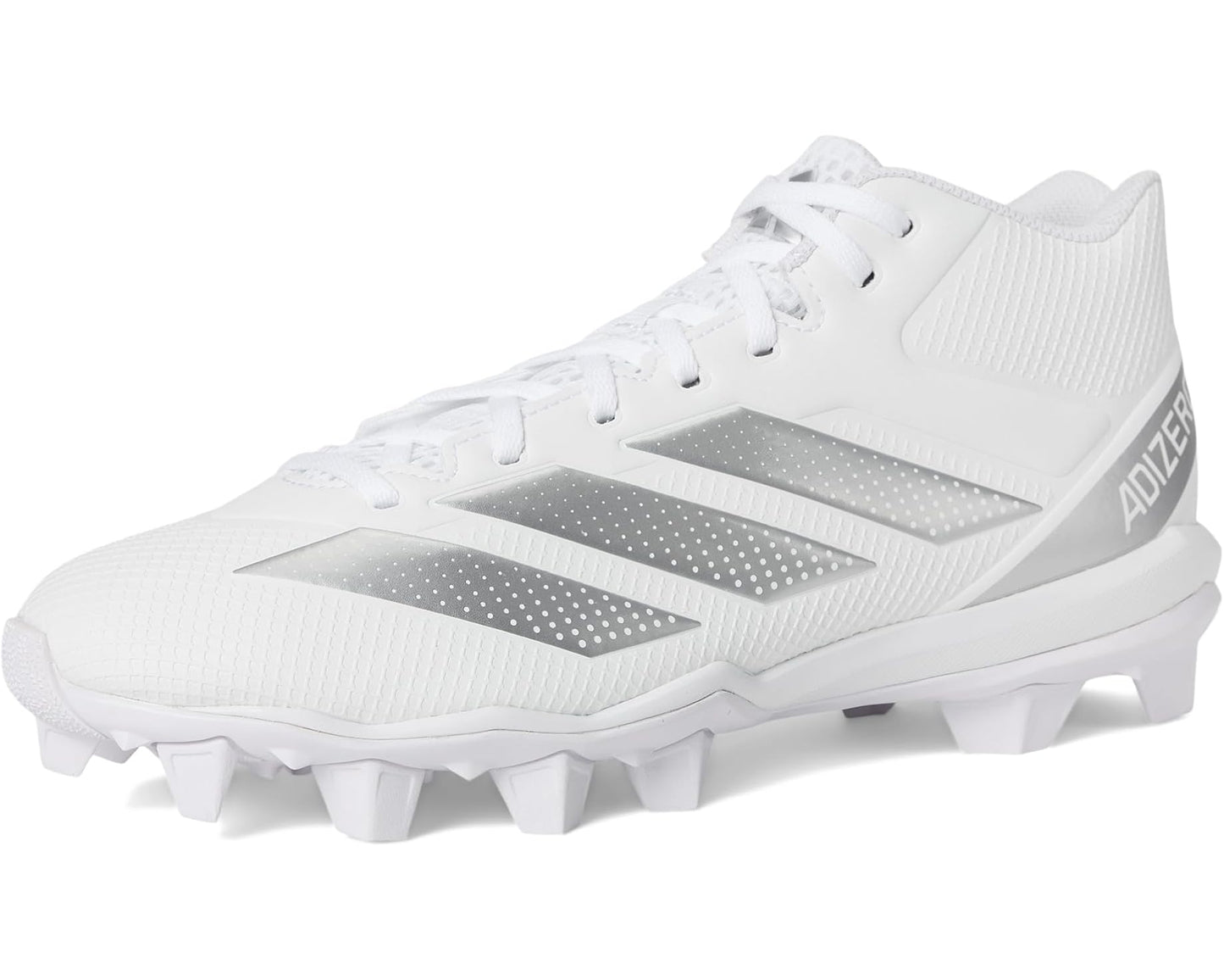 Men's adidas Adizero Impact.2 Molded Rubber Football Cleats White/Silver Metallic/White