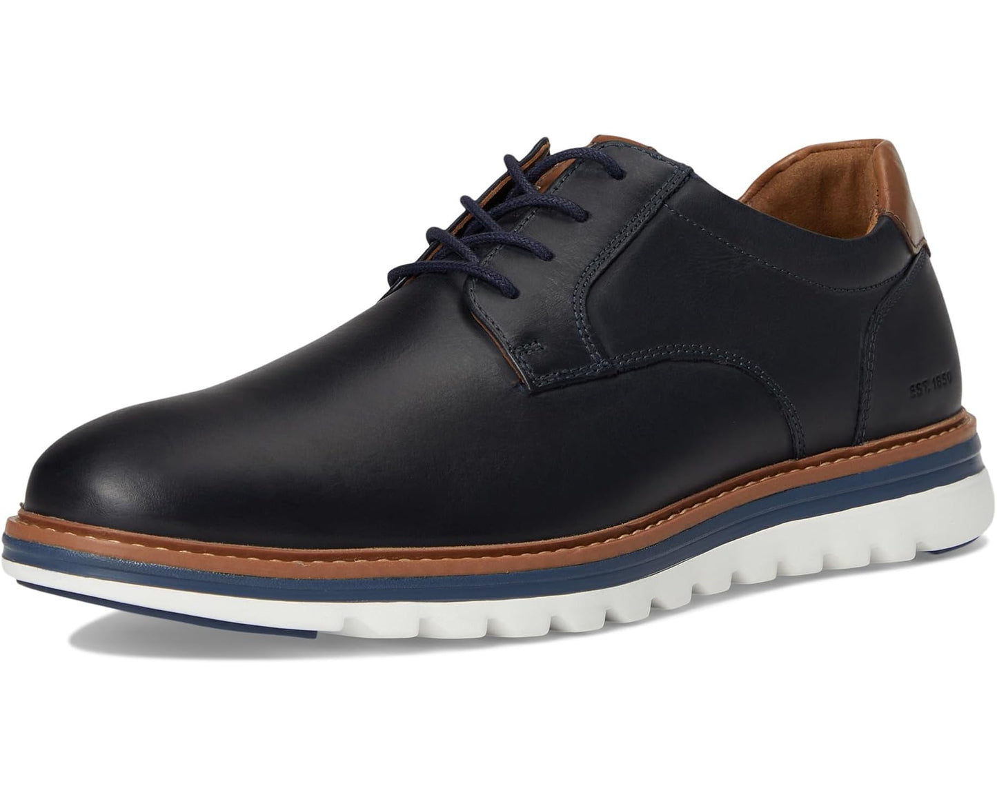 Men's Johnston & Murphy Braxton Plain Toe Navy Oiled Full Grain