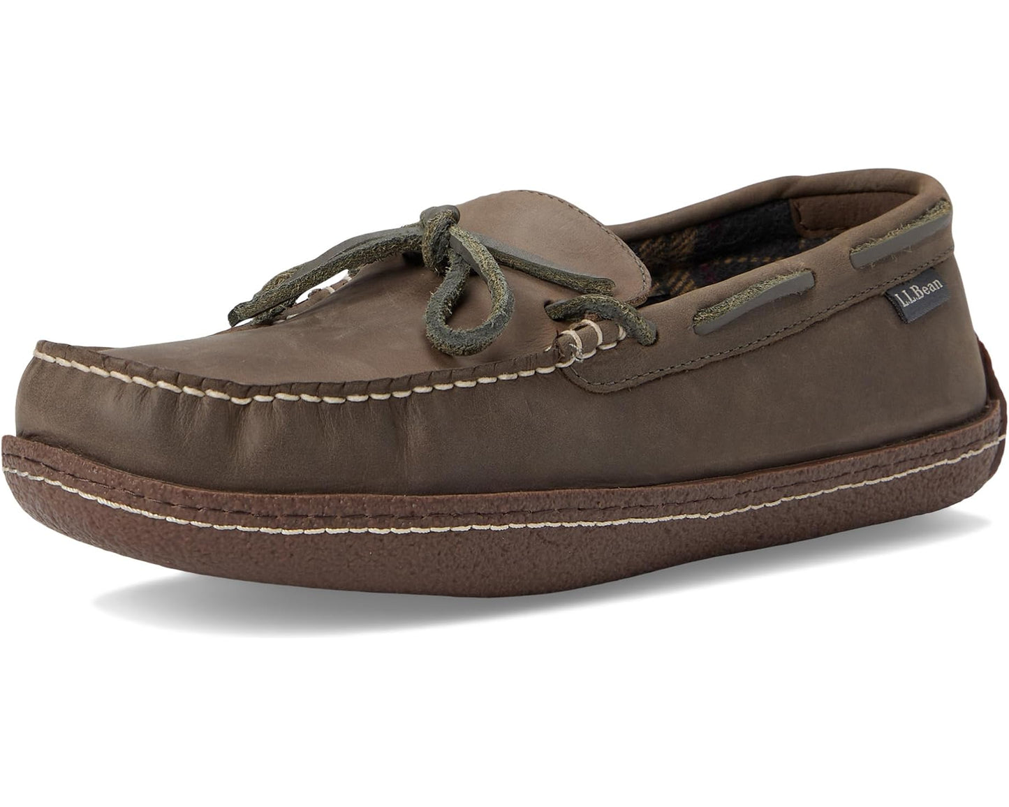 Men's L.L.Bean Hand Sewn Slippers Flannel-Lined Graphite