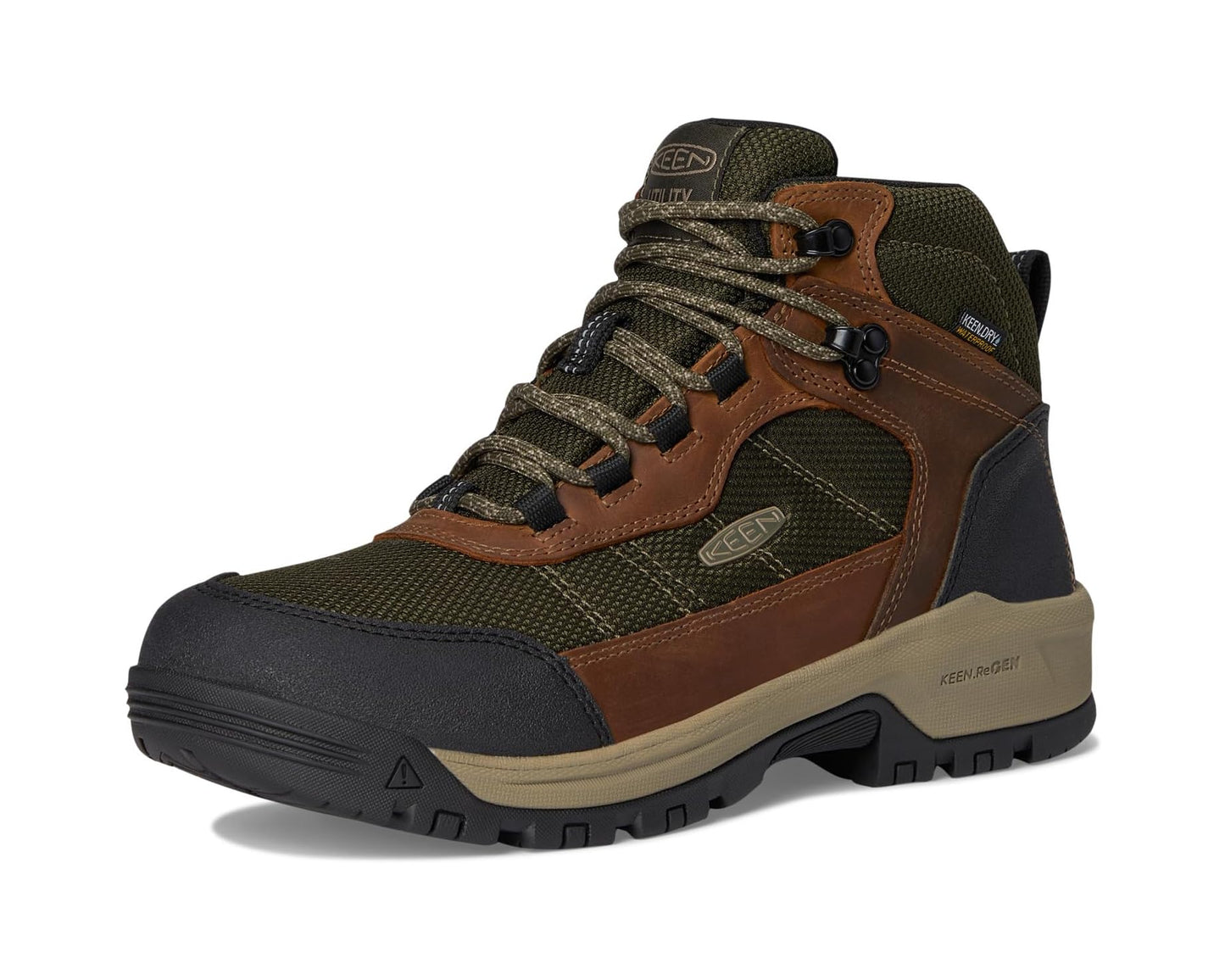 Men's KEEN Utility Skokie Waterproof Work Boots (Soft Toe) Forest Night/Black