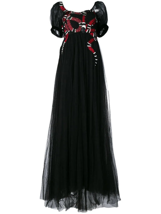 Gucci Snake Embroidered Tulle Gown