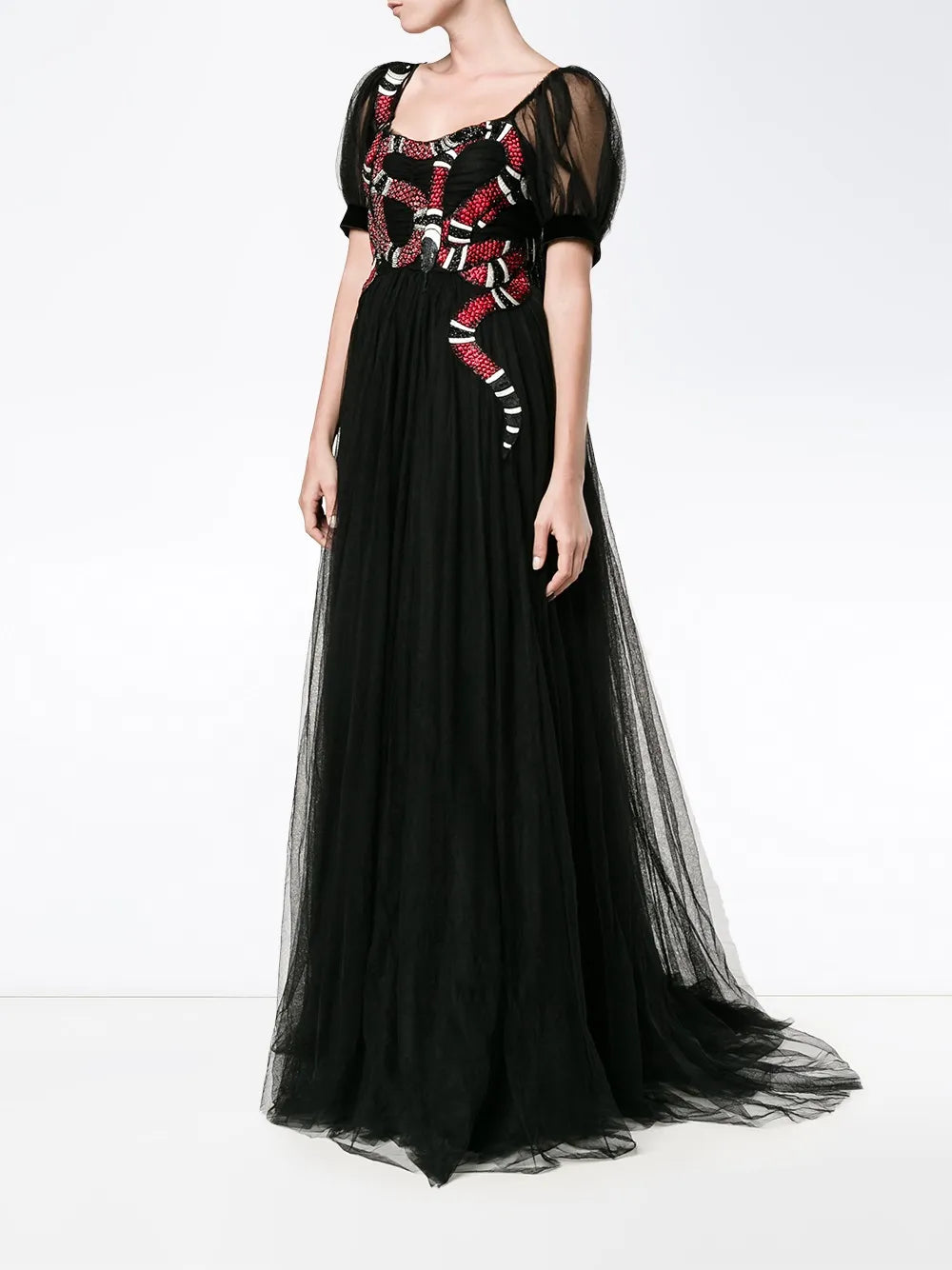 Gucci Snake Embroidered Tulle Gown