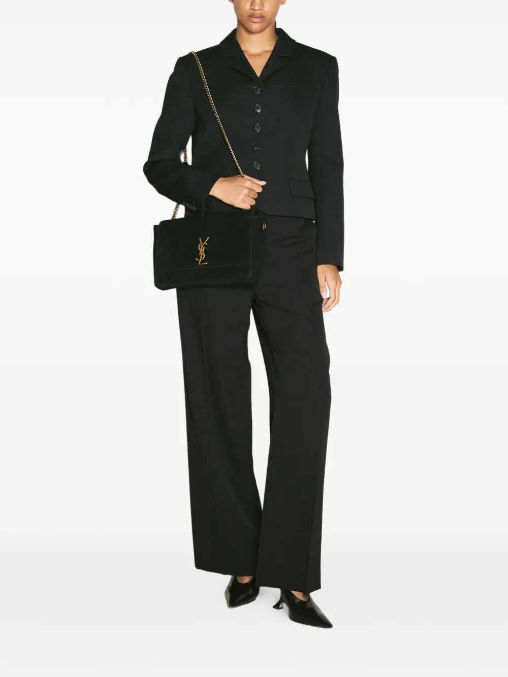 Saint Laurent Medium Kate Logo Plaque Shoulder Bag