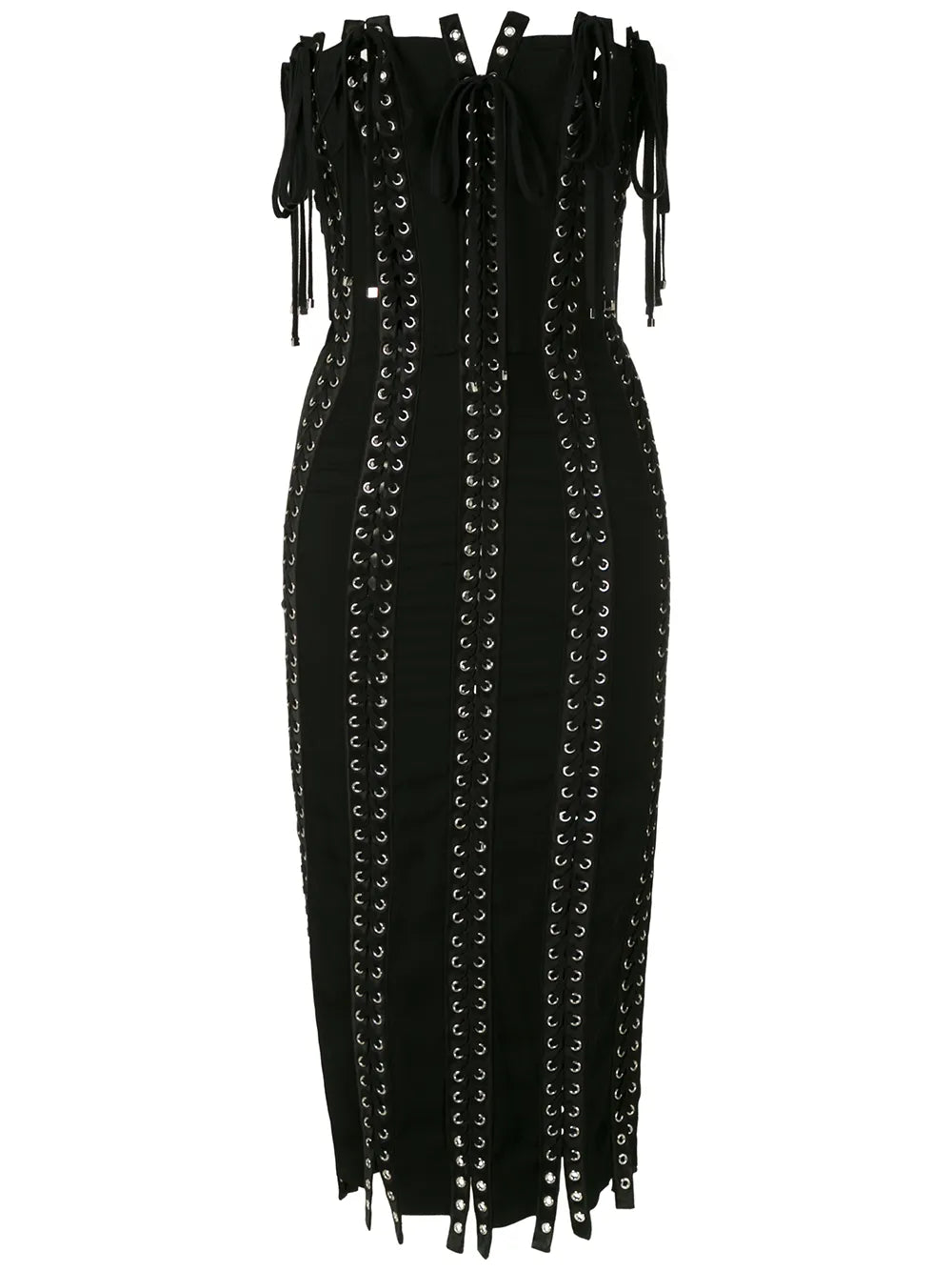 Dolce Gabbana Eyelet Detail Strapless Midi Dress