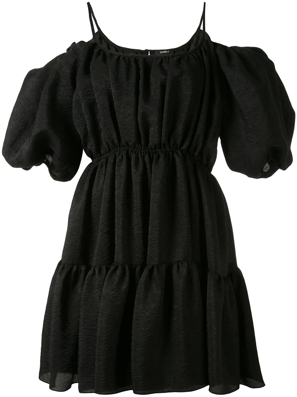 Goenj Balloon Sleeved Tiered Mini Dress