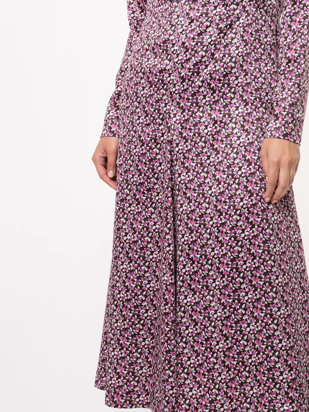 Goenj Floral Print Flared Panel Midi Dress