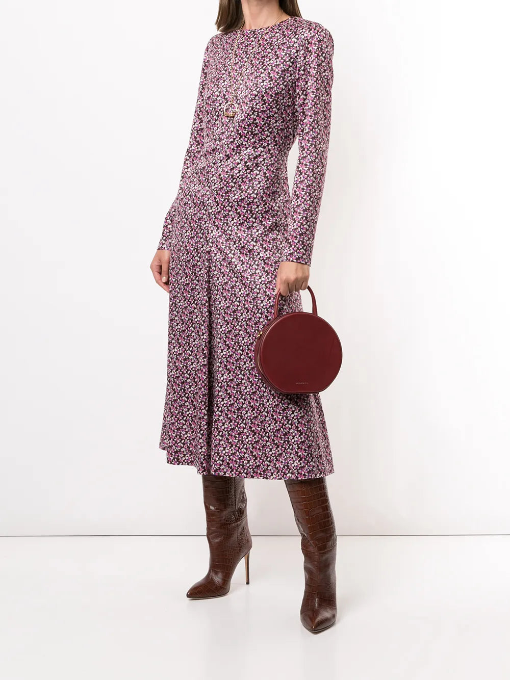 Goenj Floral Print Flared Panel Midi Dress