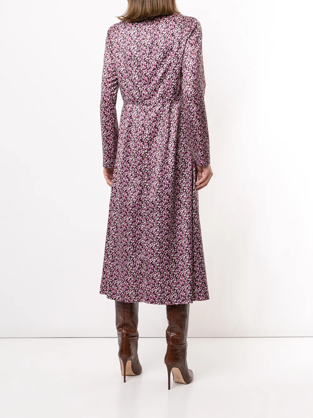 Goenj Floral Print Flared Panel Midi Dress