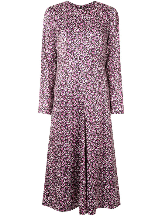 Goenj Floral Print Flared Panel Midi Dress