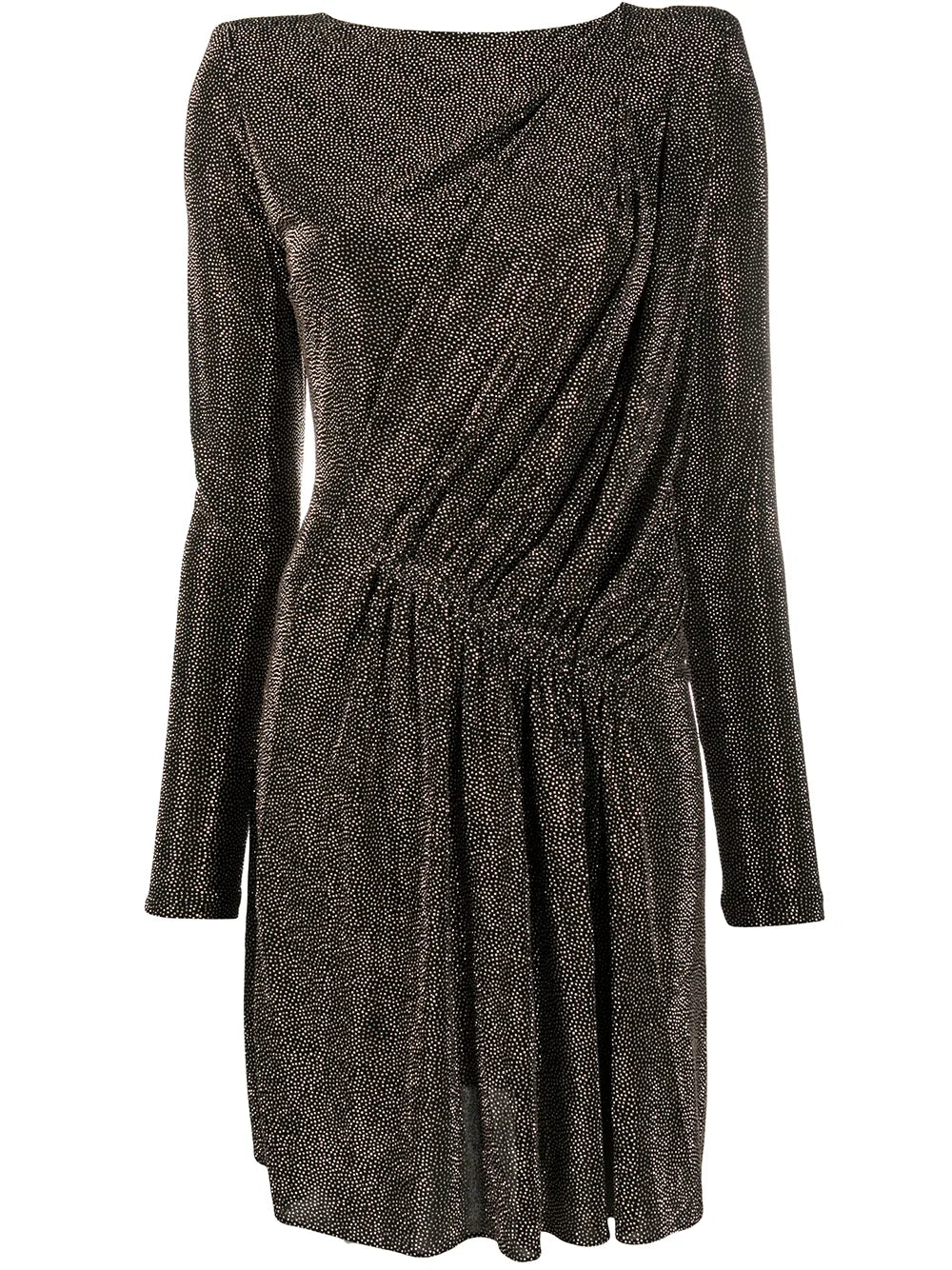 Saint Laurent Draped Metallic Padded Shoulder Dress