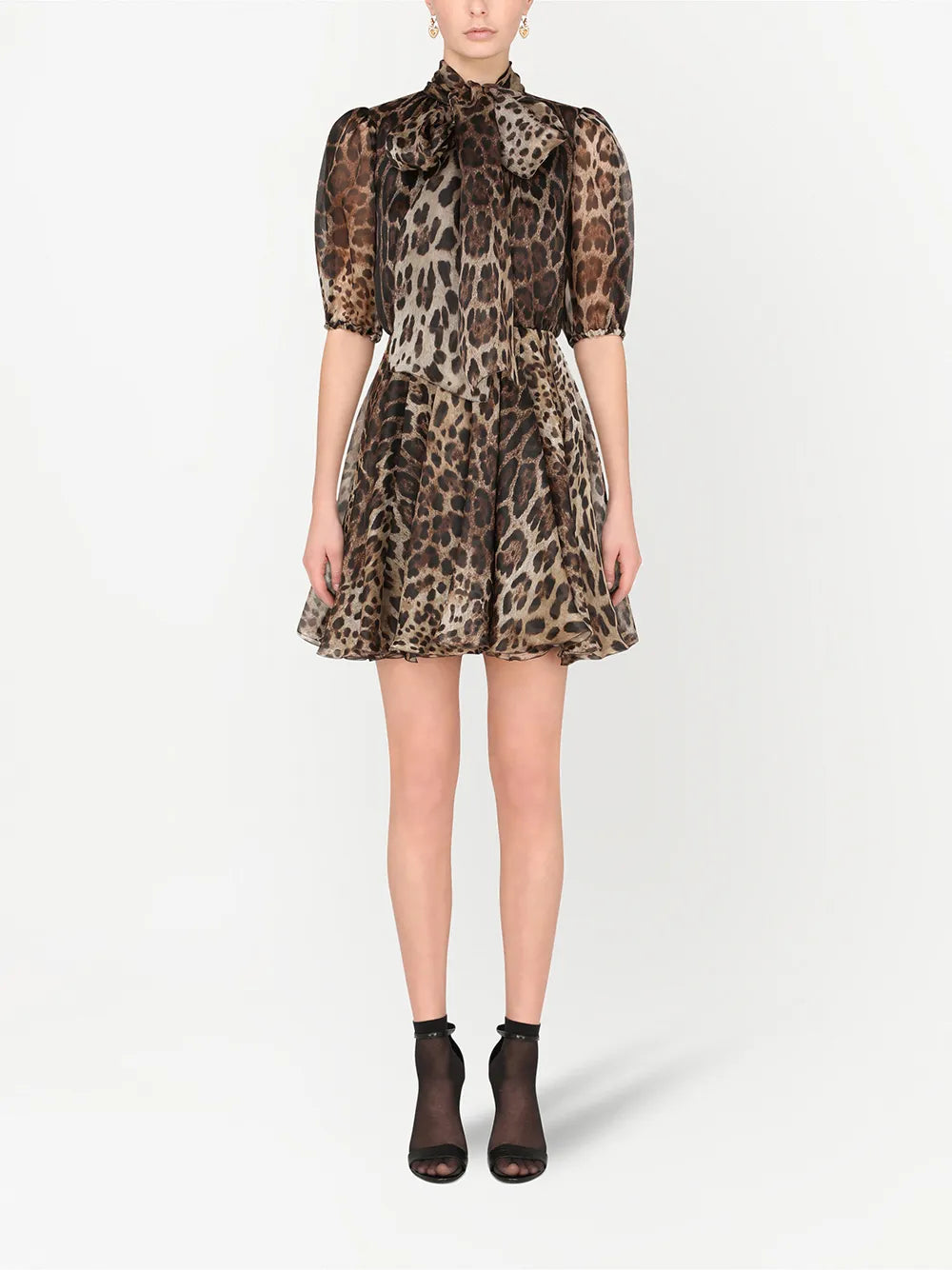 Dolce Gabbana Leopard Print Organza Minidress