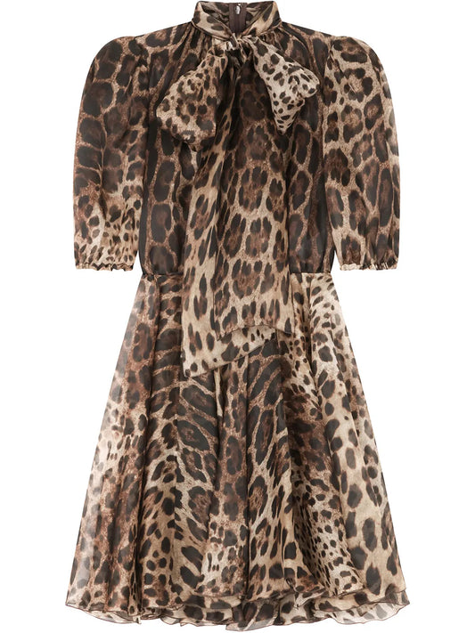 Dolce Gabbana Leopard Print Organza Minidress