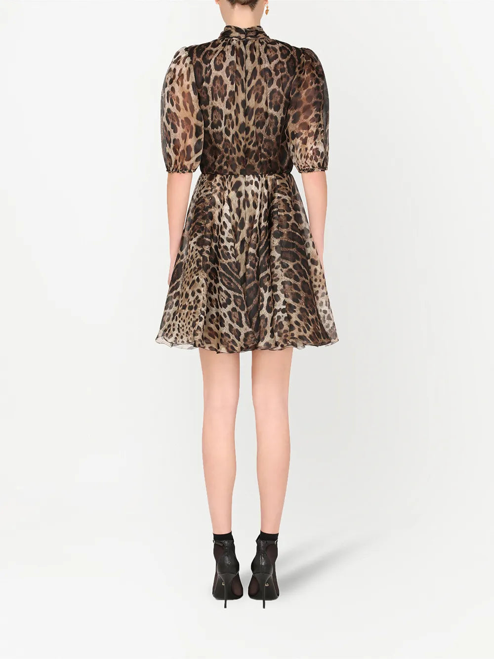 Dolce Gabbana Leopard Print Organza Minidress