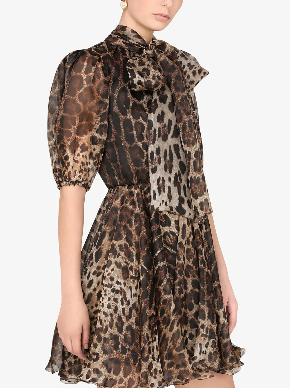 Dolce Gabbana Leopard Print Organza Minidress