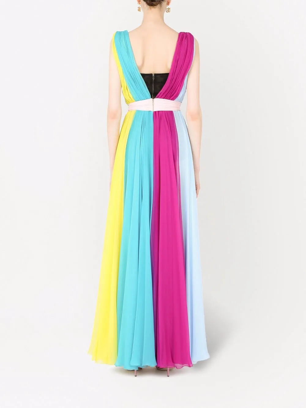 Dolce Gabbana Gathered Chiffon Maxi Dress