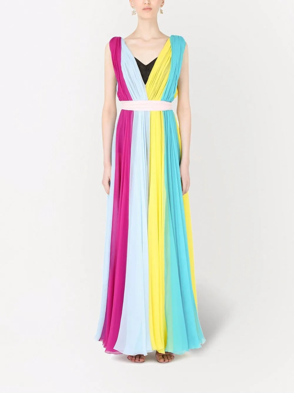 Dolce Gabbana Gathered Chiffon Maxi Dress