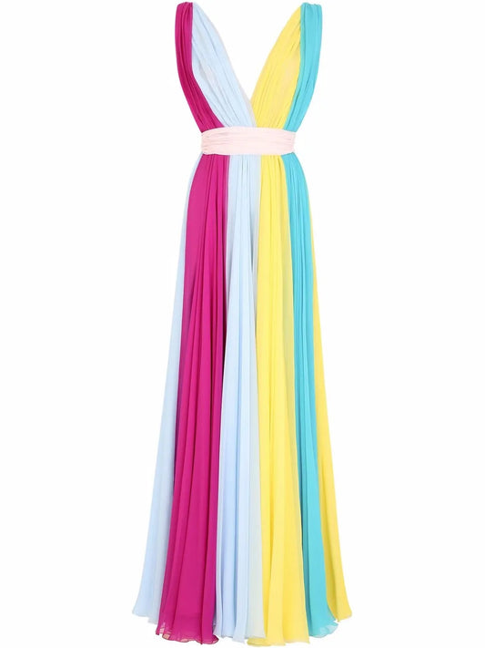 Dolce Gabbana Gathered Chiffon Maxi Dress
