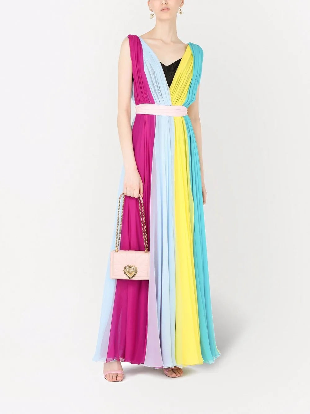 Dolce Gabbana Gathered Chiffon Maxi Dress