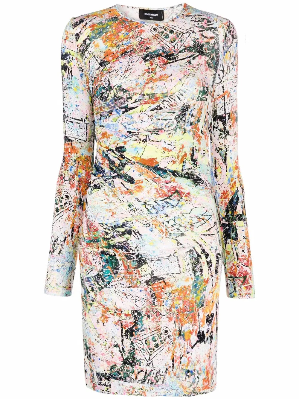 Dsquared2 Abstract Print Long Sleeve Dress