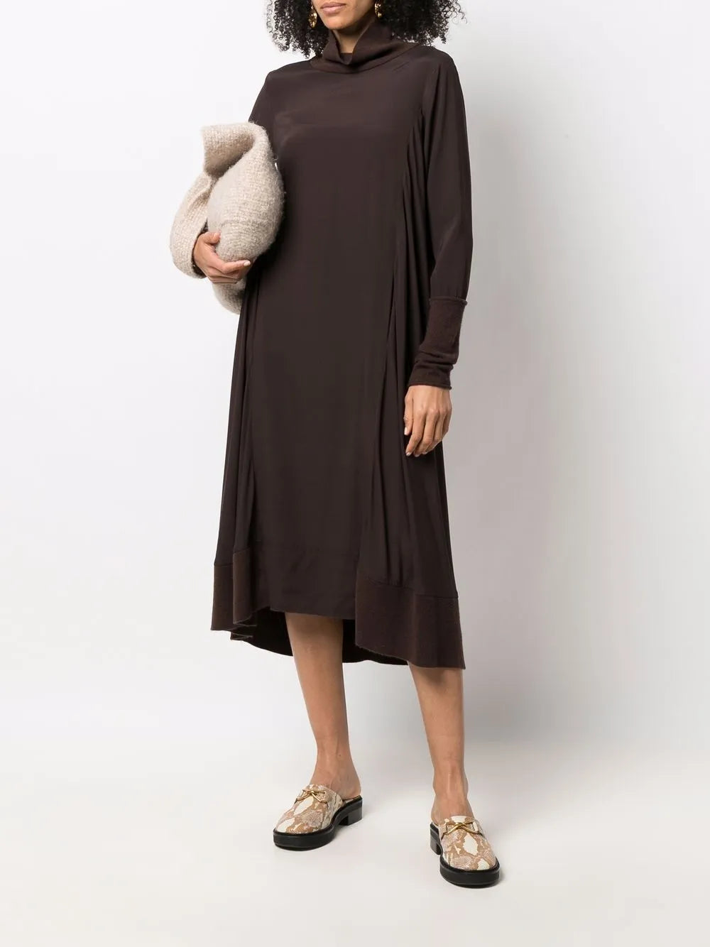 Kristensen Du Nord Draped Long Sleeve Midi Dress