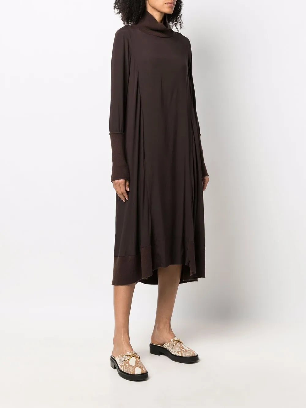 Kristensen Du Nord Draped Long Sleeve Midi Dress