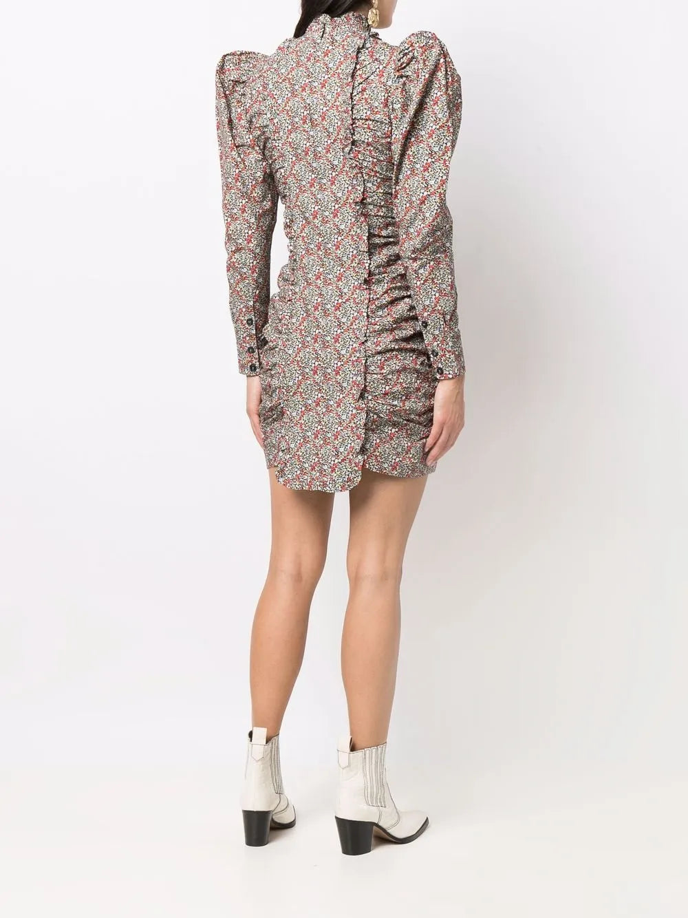 Ganni Puff Sleeve Floral Print Dress