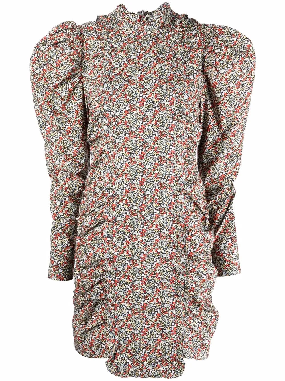 Ganni Puff Sleeve Floral Print Dress