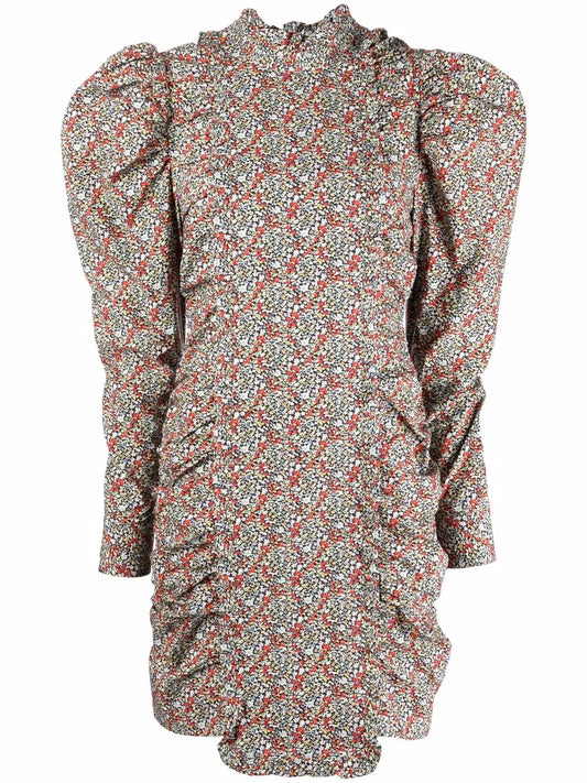Ganni Puff Sleeve Floral Print Dress