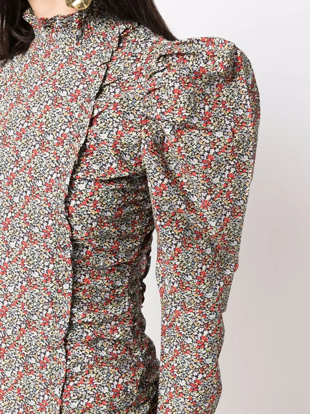 Ganni Puff Sleeve Floral Print Dress