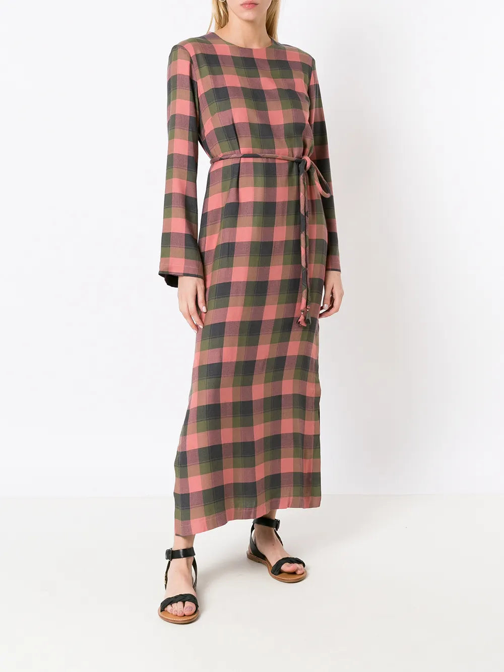 Olympiah Folk Checkered Shirt Dress