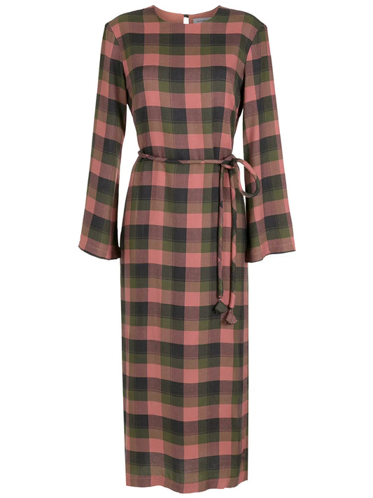 Olympiah Folk Checkered Shirt Dress