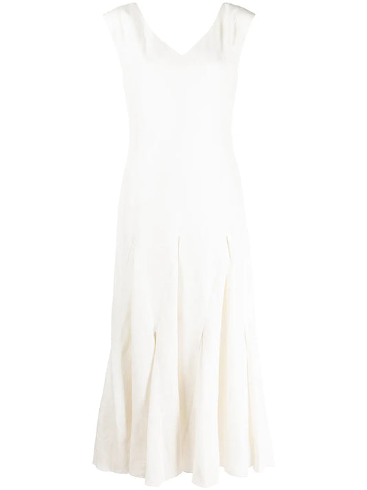 Voz Harlequin Silk Linen Midi Dress