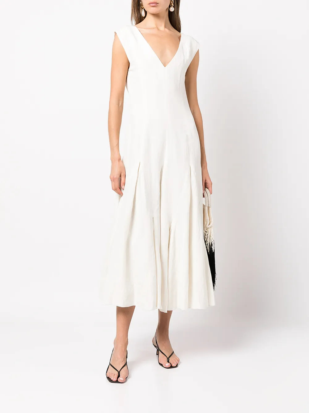 Voz Harlequin Silk Linen Midi Dress