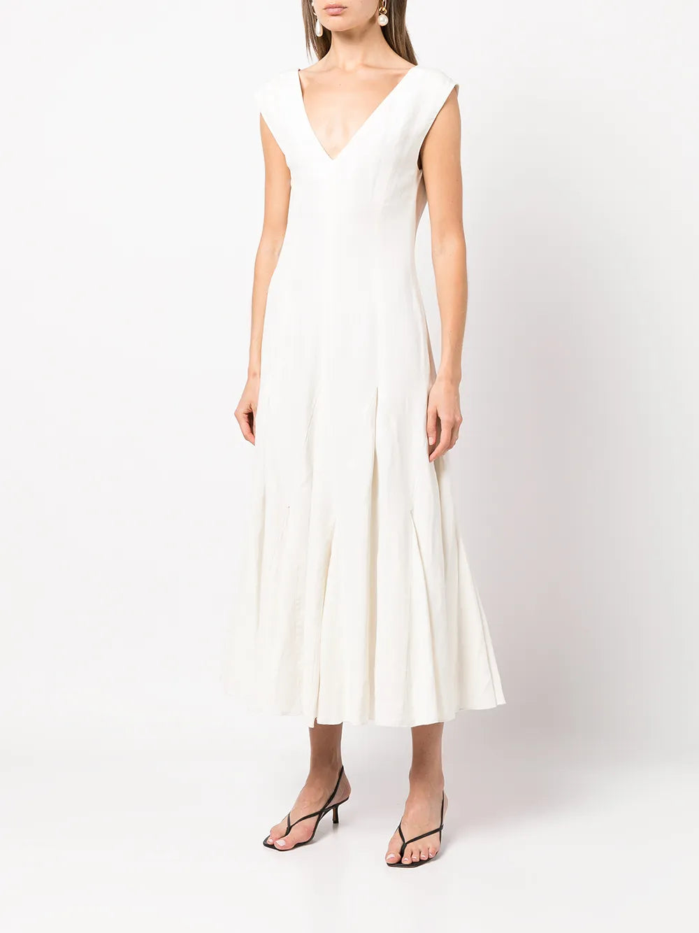 Voz Harlequin Silk Linen Midi Dress