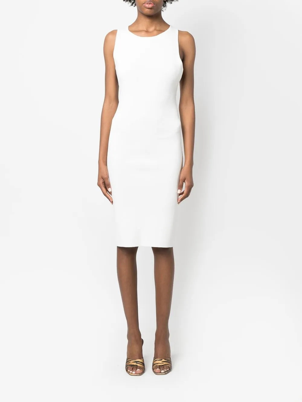Yves Salomon Ribbed Cross Strap Midi Dress