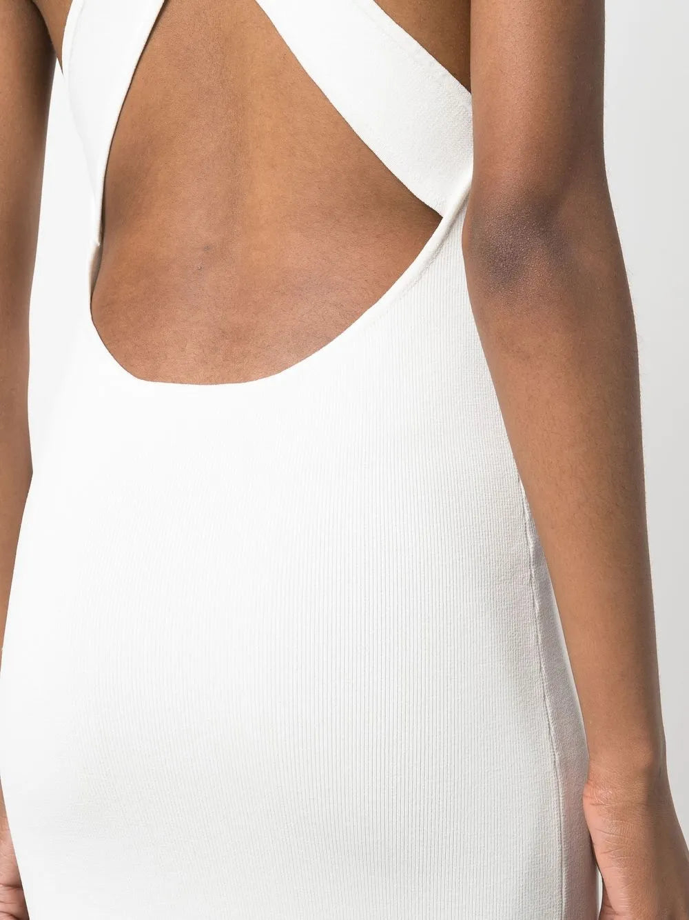 Yves Salomon Ribbed Cross Strap Midi Dress