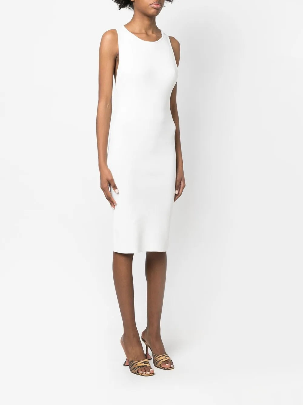 Yves Salomon Ribbed Cross Strap Midi Dress