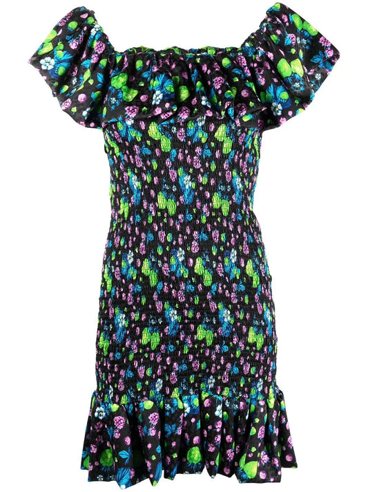 Msgm Amazing Berries Jacquard Mini Dress