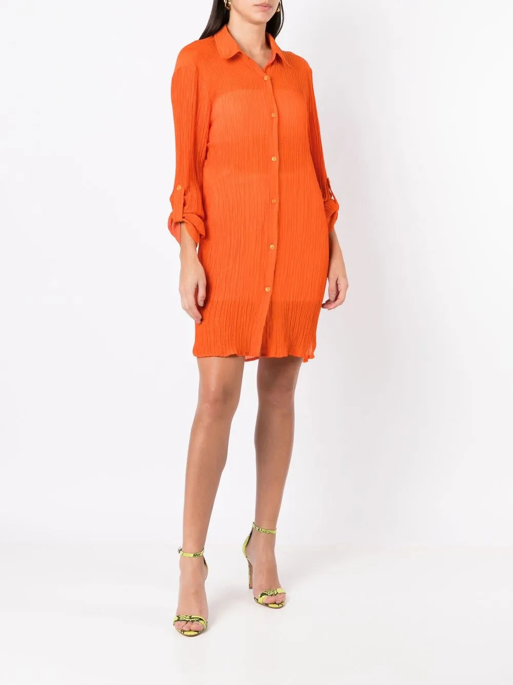 Amir Slama Crinkle Finish Shirt Dress