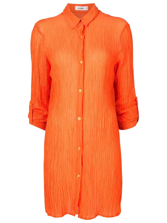 Amir Slama Crinkle Finish Shirt Dress