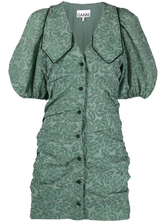 Ganni Floral Jacquard Minidress