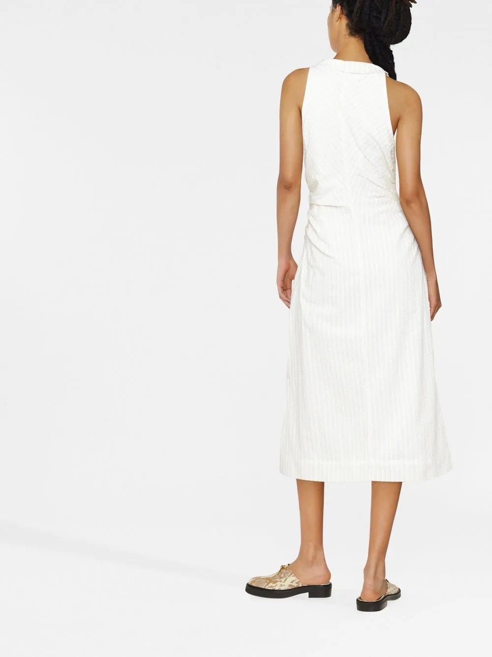 Ganni V Neck Sleeveless Midi Dress