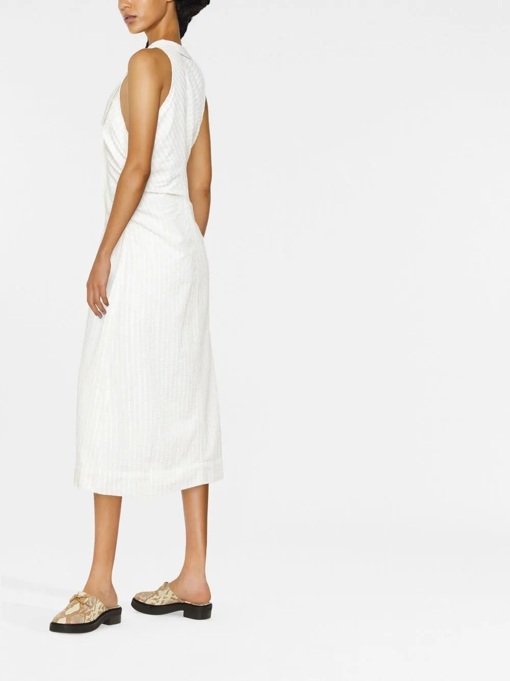 Ganni V Neck Sleeveless Midi Dress