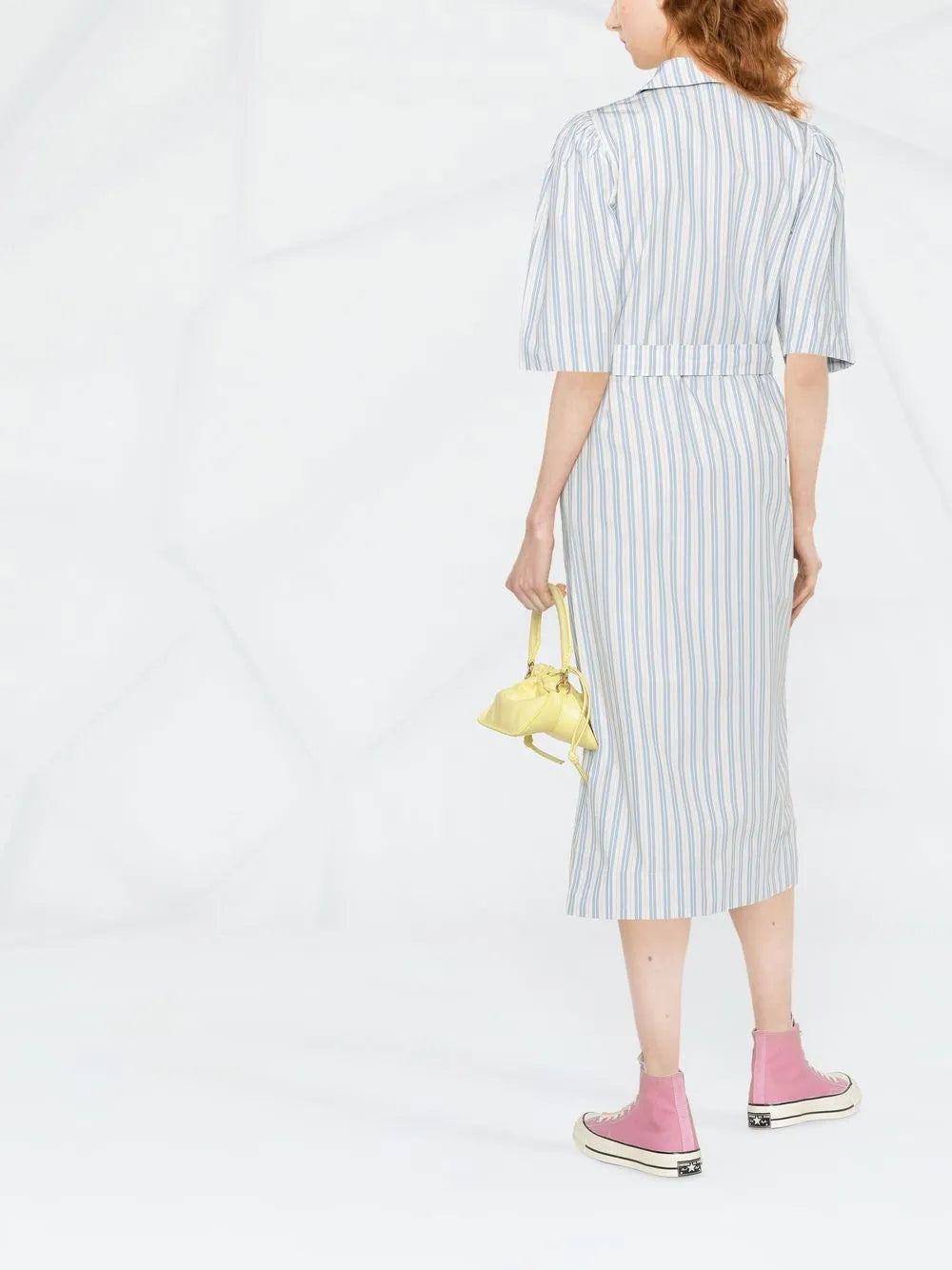 Ganni Striped Wrap Midi Dress