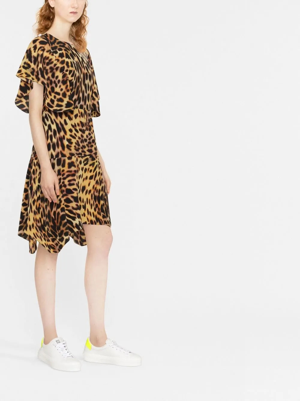 Stella Mccartney Leopard Print Silk Flounce Dress