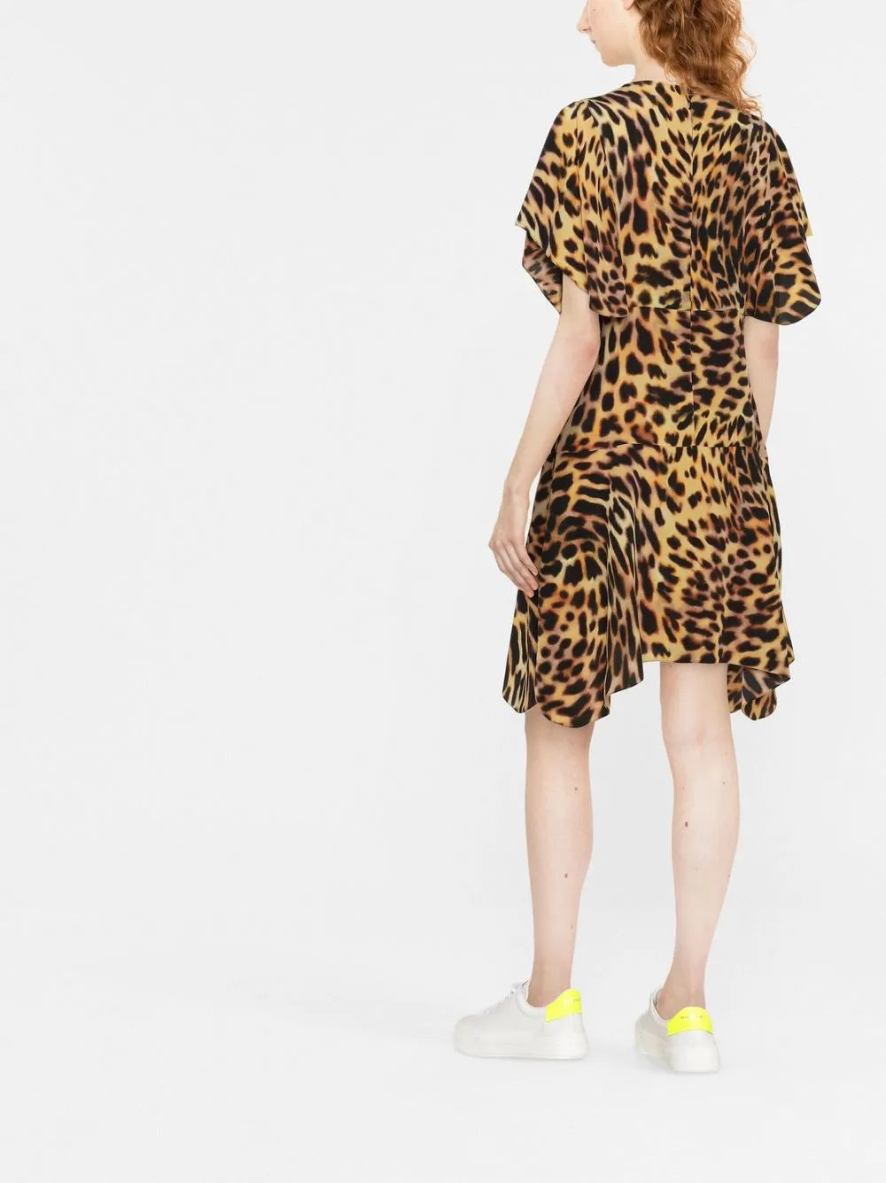 Stella Mccartney Leopard Print Silk Flounce Dress
