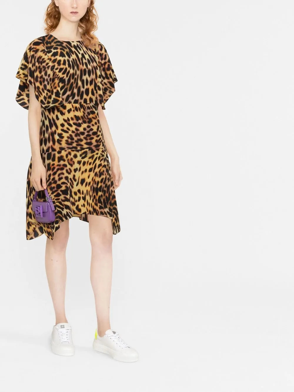 Stella Mccartney Leopard Print Silk Flounce Dress