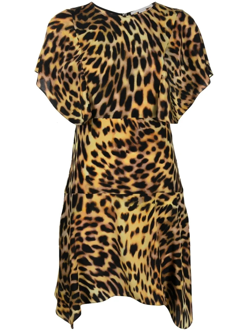 Stella Mccartney Leopard Print Silk Flounce Dress