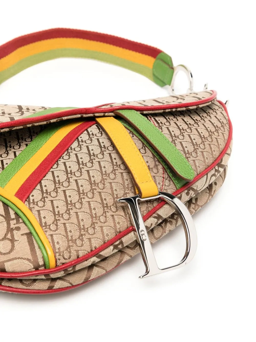 Christian Dior Pre Owned 1990 2000S Rasta Trotter Saddle Shoulder Bag