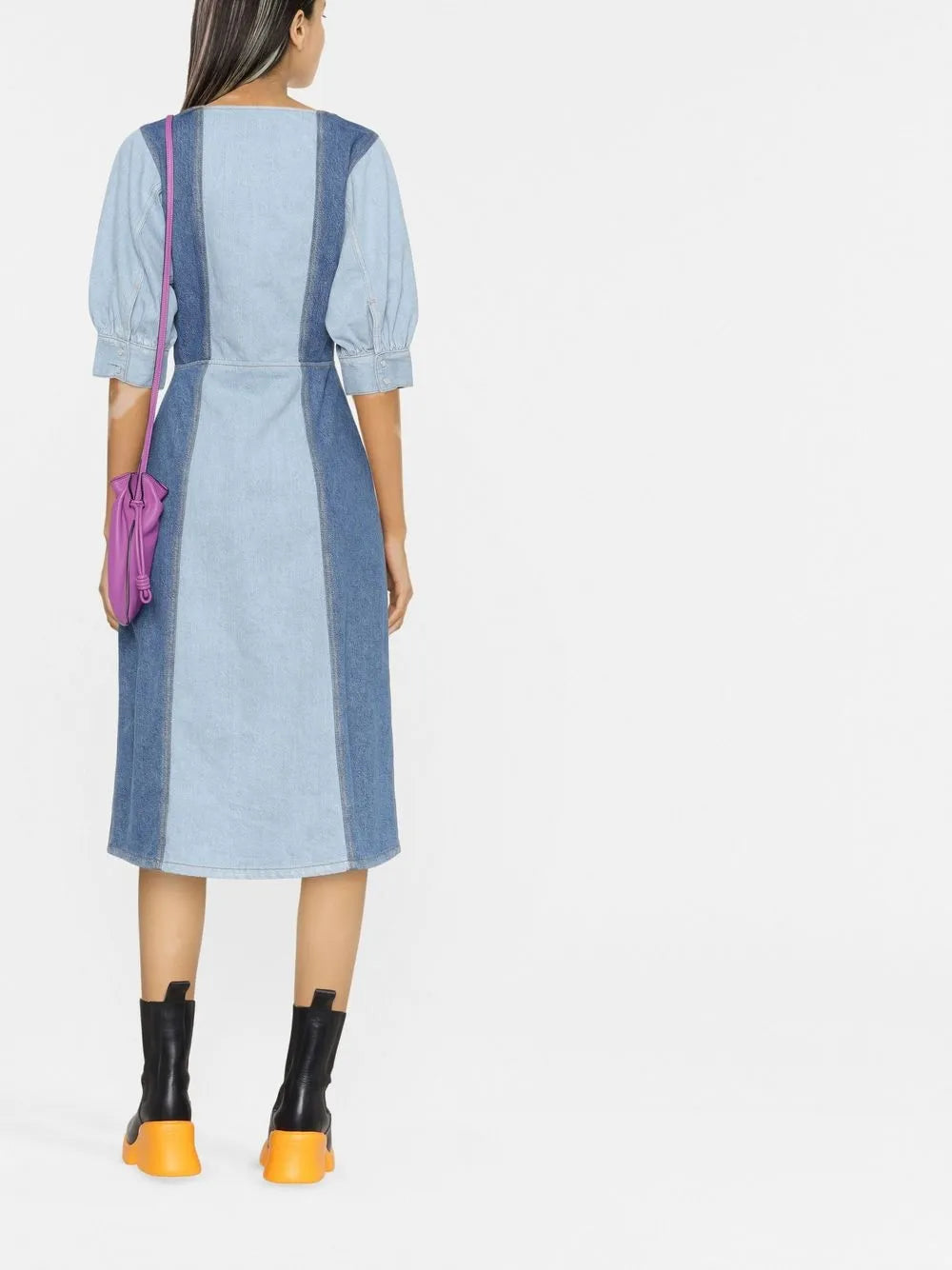 Ganni Panelled Midi Organic Cotton Dress